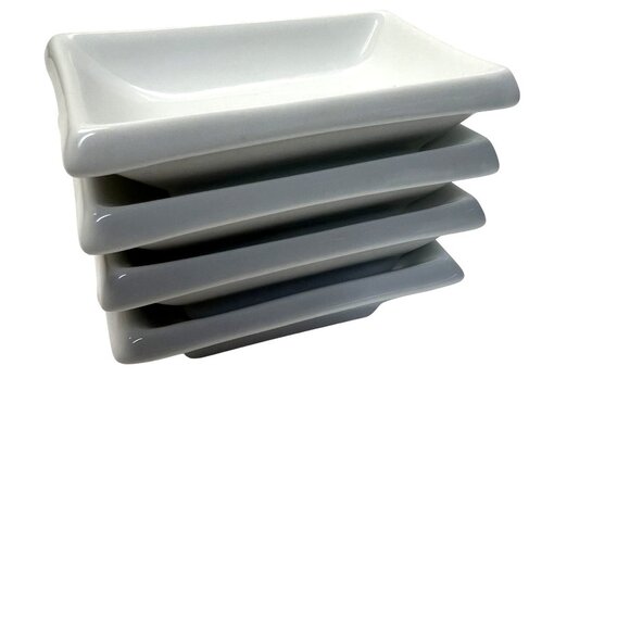 Set Of 3 Pier 1 China White Porcelain Rectangular Sushi Dishes +1 Non authentic - Picture 8 of 9